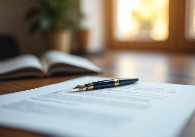 Professional contract negotiation and drafting atmosphere